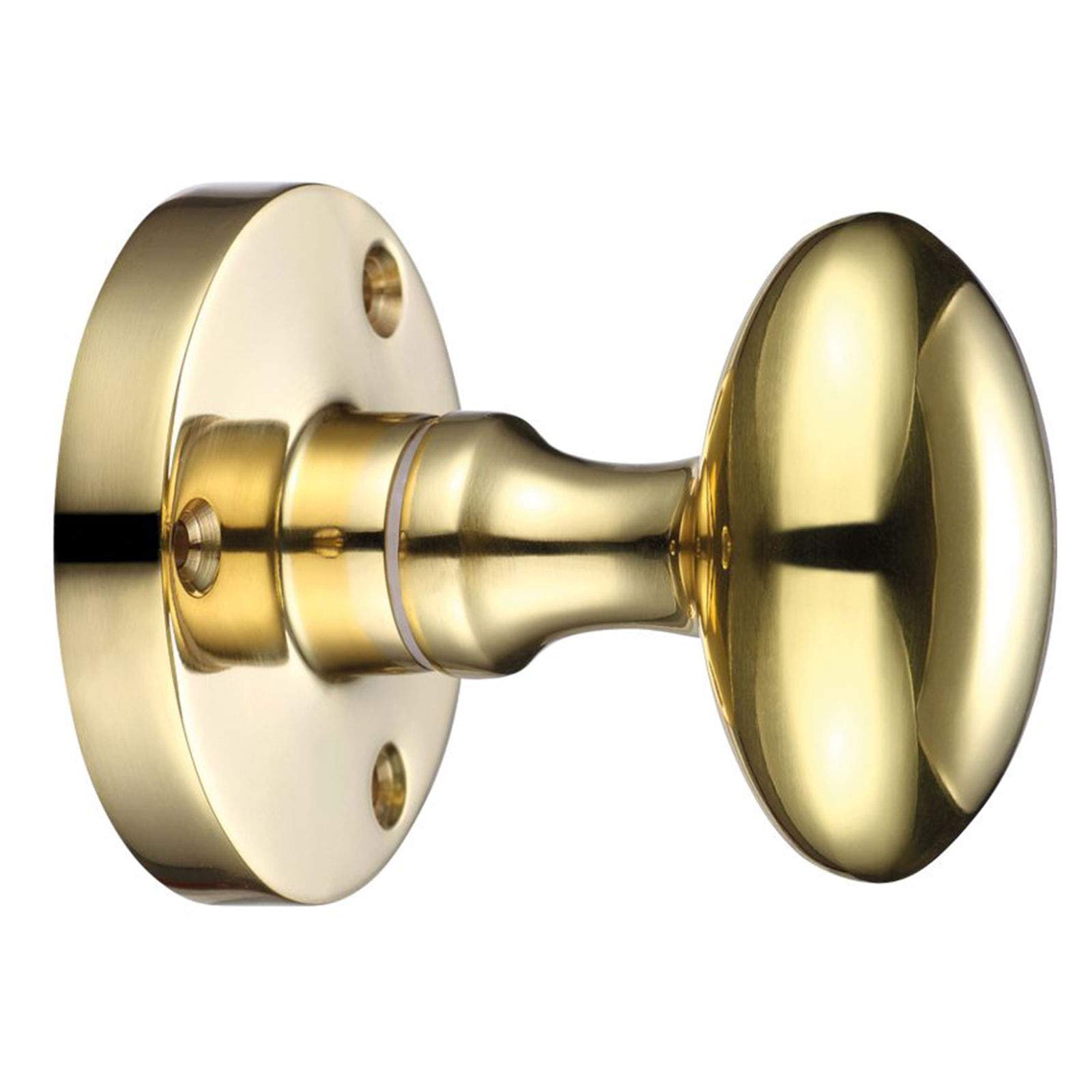 Zoo Oval Mortice Knob - 60.5mm Rose Dia - Polished Brass