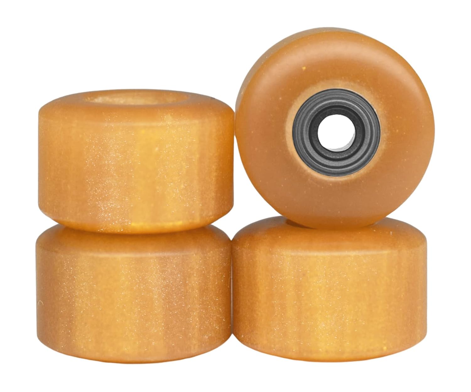 Teak Tuning Apex 77D Urethane Fingerboard Wheels, New Street Shape, 7.7mm Diameter, ABEC-9 Stealth Bearings - Geode Series - Made in The USA - Gold & Amber Swirl Colorway