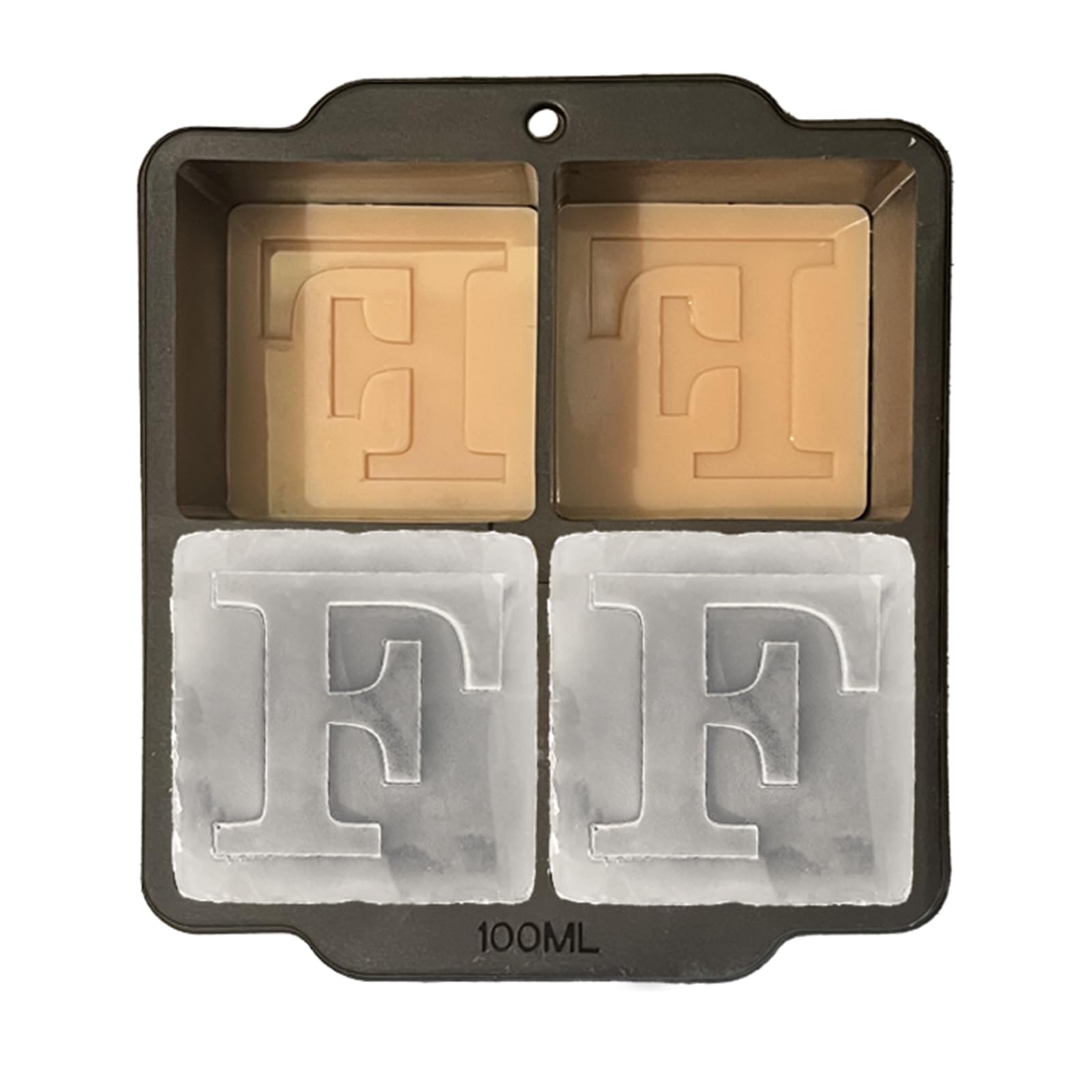 Monogrammed Ice Cubes Mold with Lid, 2 inch Whiskey Ice Cube Tray, Personalized Initials Silicone Cocktail Ice Cube Mold, Wedding Monogram, Thank You Gift, Gifts for Dad (Letter F)