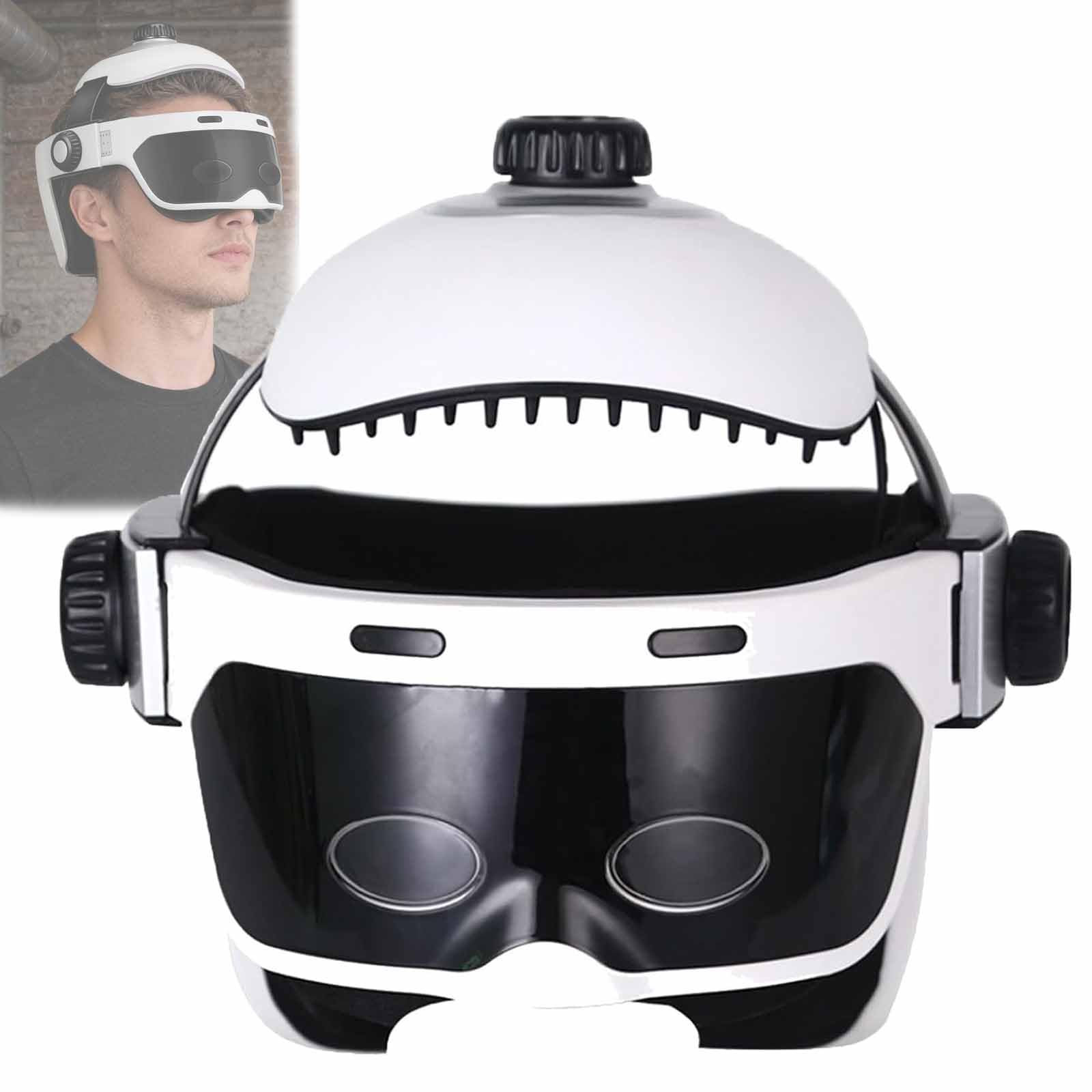 ERICAT Casco De Masaje Eléctrico para Cabeza, Masajeador De Vibración por Presión De Aire con Control Remoto Y 5 Modos, Masaje De 360 ​​Grados Y Compresa Caliente a 42 ℃, para Promover La Circulación