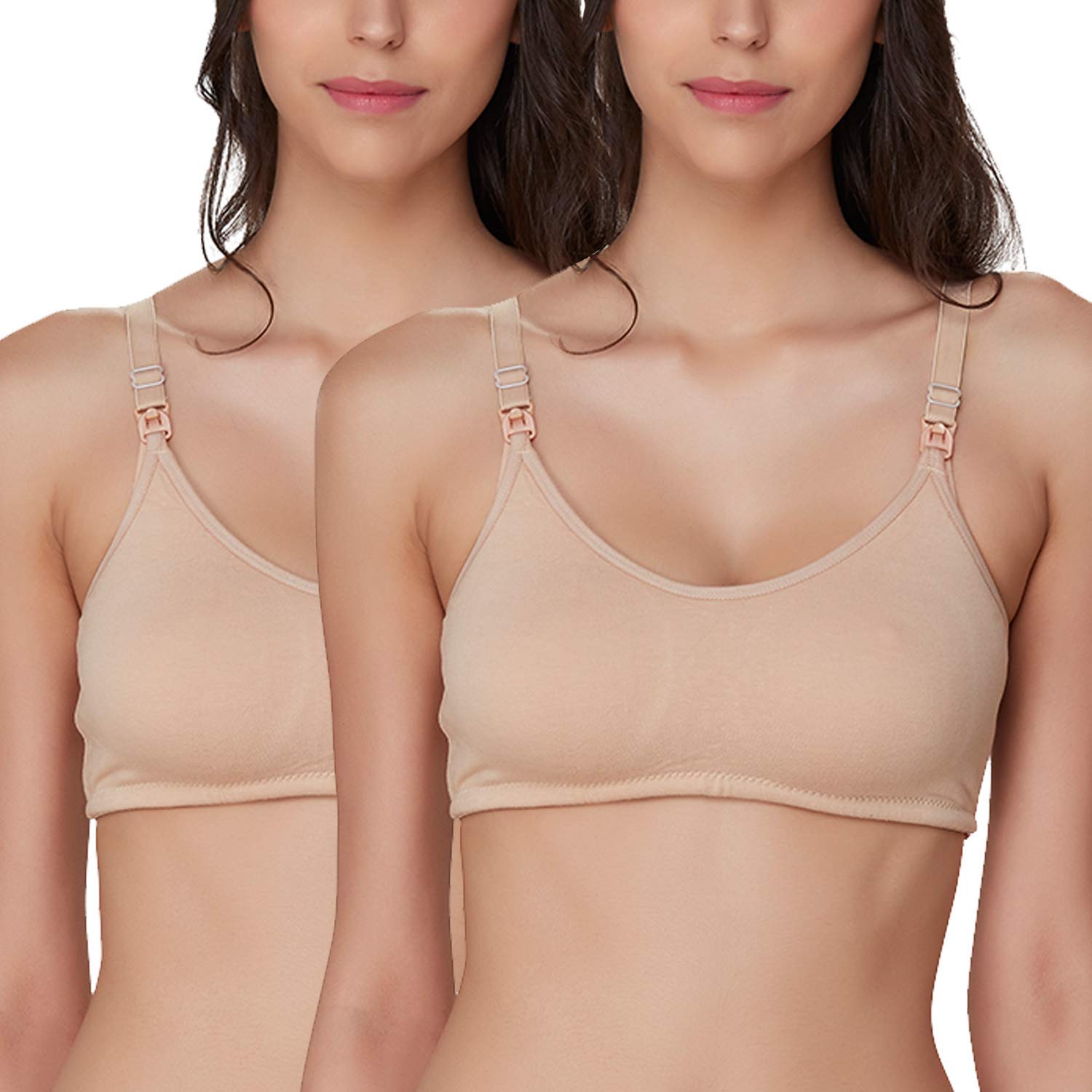 inner sense Organic Cotton Bamboo Nursing Bra for Women I Non Padded Feeding Bra with Keyhole Back and Wire Free I Maternity Innerwear with Full Coverage (Combo Pack)-picture-1