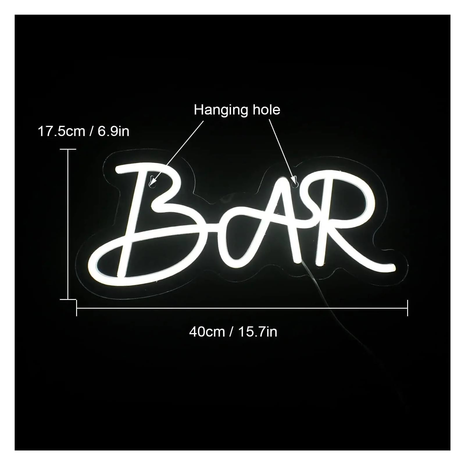 néon signe Enseigne Lumineuse Blanche Pour Bar, Alimentée Par USB, Décoration Murale Pour Bar, Fête, Pub, Salon, 40cmх17.5cm