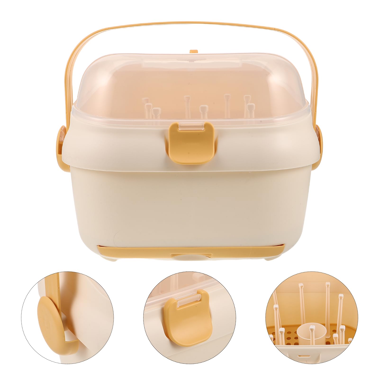 ORFOFE Organisateur de Biberons avec Couvercle Anti-poussière, Séchoir à Biberons Portable 32,3 X 28,4 X 24,4 Cm, Boîte de Rangement pour Vaisselle Bébé, Rangement Pratique Maison,