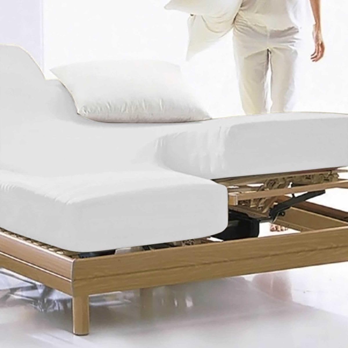 CAÑETE - Sábana Bajera Lisa Cama ARTICULADA Cama 180 - Color Blanco