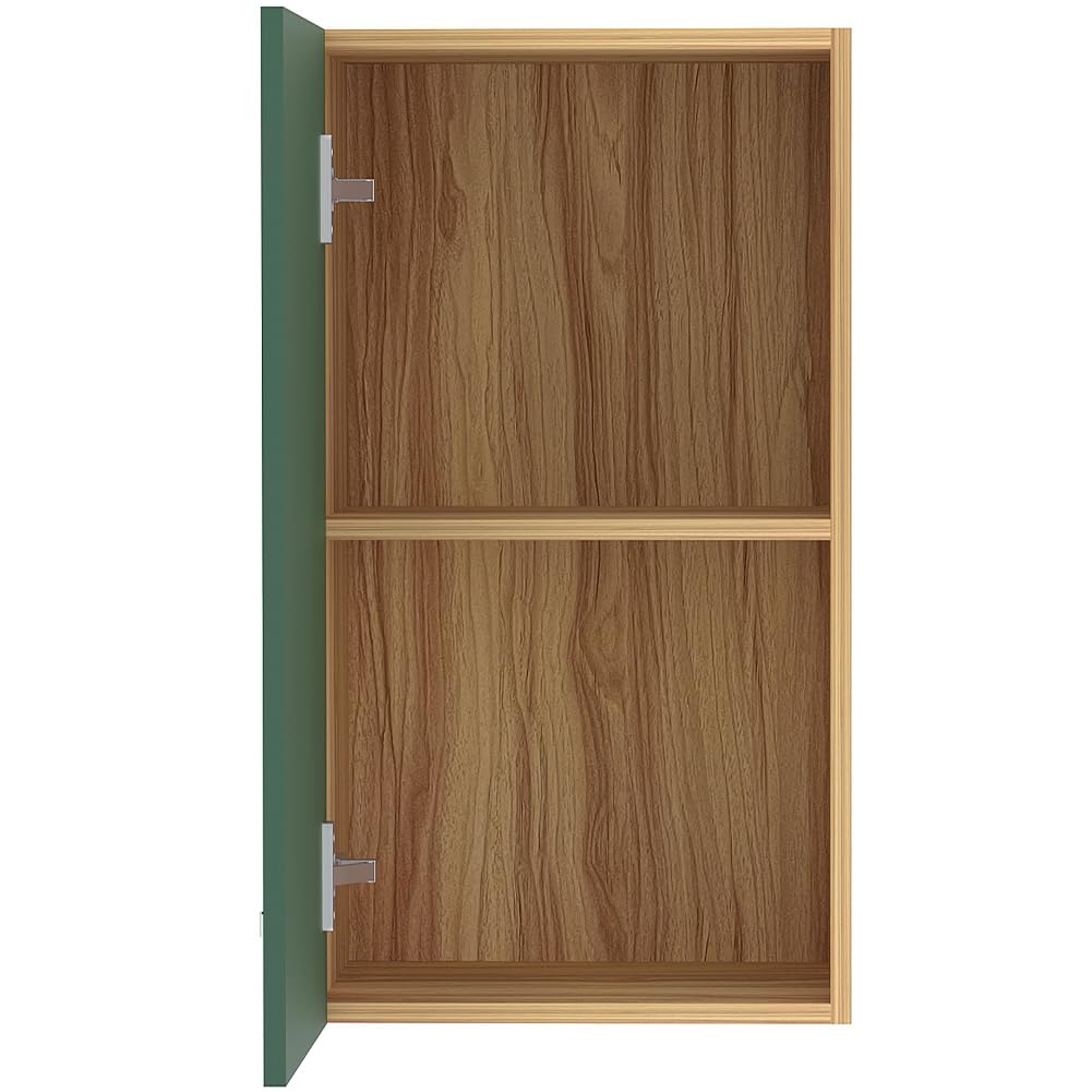 Shally Dogan Pensile da Cucina Componibile a Parete, Armadio Sospeso in Legno con Anta Ripiano e Scomparti, Armadietto da Muro Spazioso e Resistente, Colore Verde (Anta Singola)