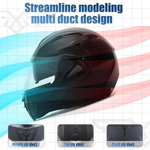 Miniatura 5 de Casco de motocicleta con Bluetooth de cara completa casco modular inteligente integrado aprobado por DOTECE antivaho doble visera casco frontal