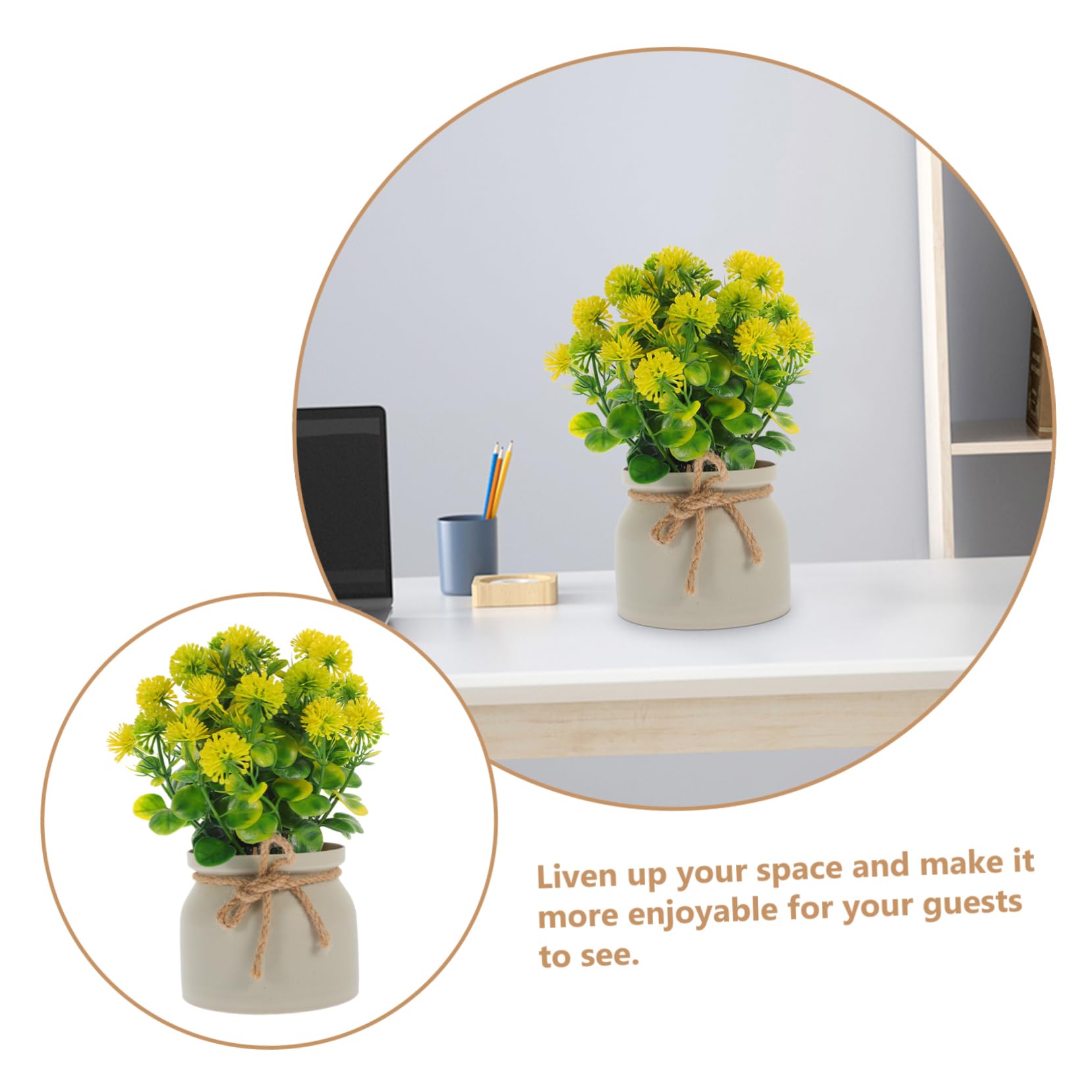 ABOOFAN 3st Löwenzahn Kleiner Bonsai Anlage Lebensechter Kleiner Bonsai Simulation Topfblume Kunstblumen Im Topf Gefälschte s Kleine -verzierung Kunststoff Büro Pflanze Zubehör