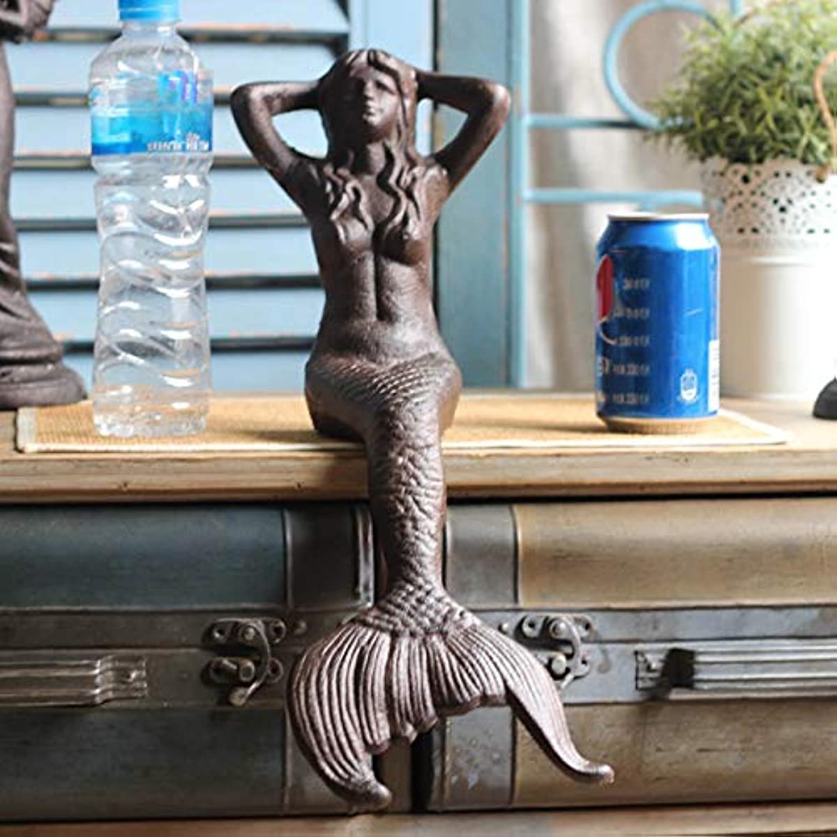 Amazon.co.jp: 人魚姫像、座席鋳鉄彫刻装飾、レトロな人魚姫彫刻