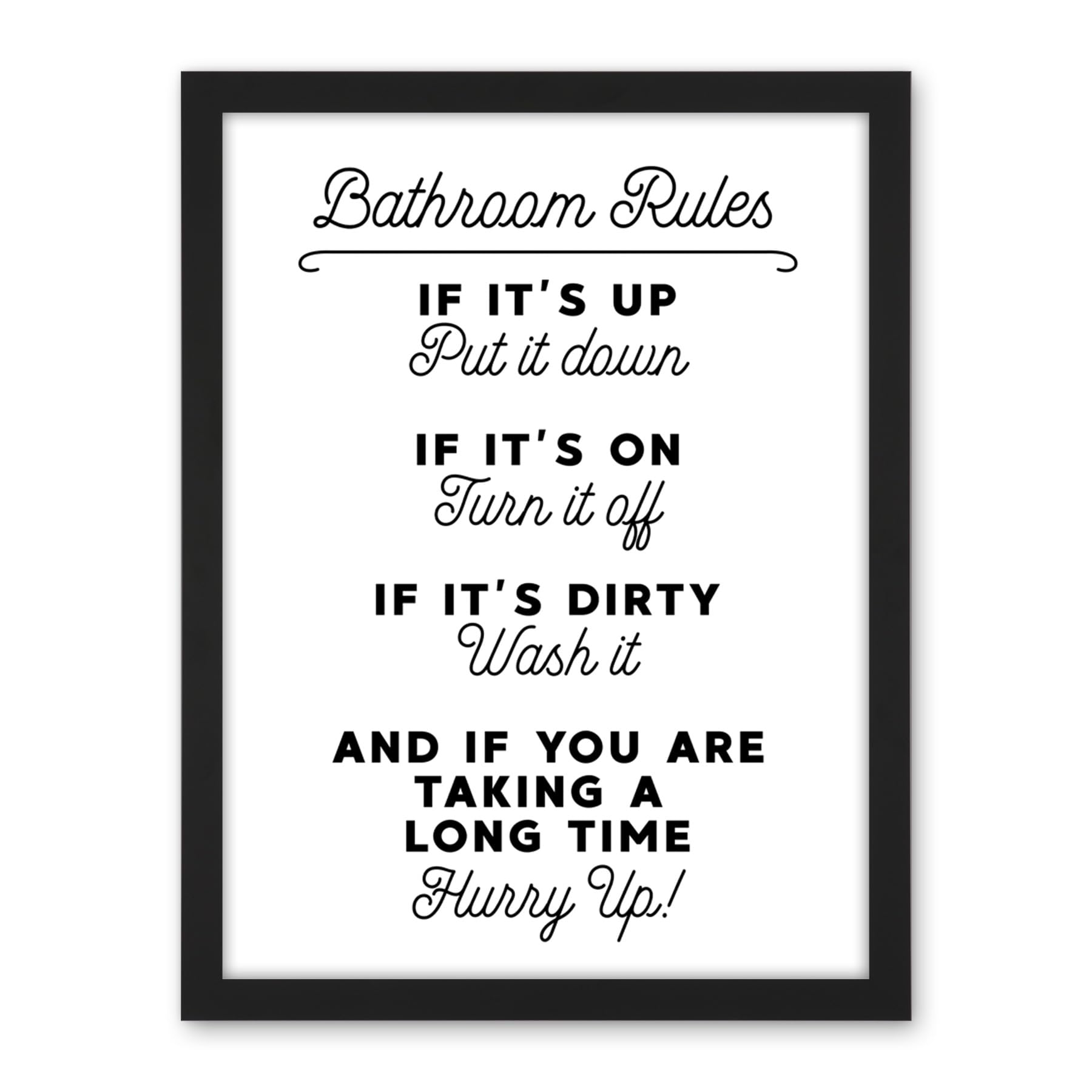 Artery8 Bathroom Decor Wall Art Funny Toilet Humour Sign Artwork Framed Wall Art Print 18X24 Inch