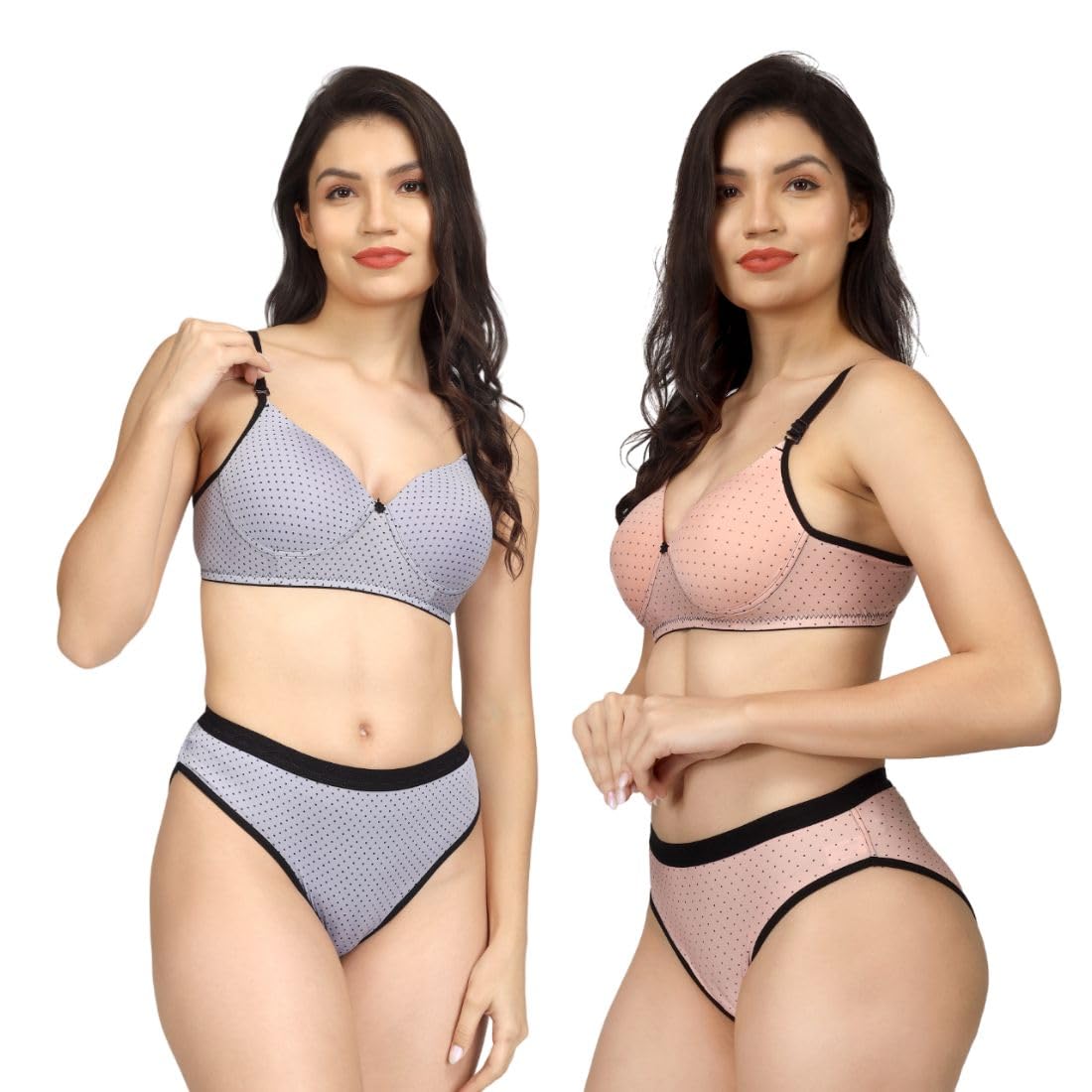 KOLI Empire Women Dotted Print Lycra Blended Bra Panty Set | Lingerie Combo Set for Girls and Females Size30B, 40B.-picture-43