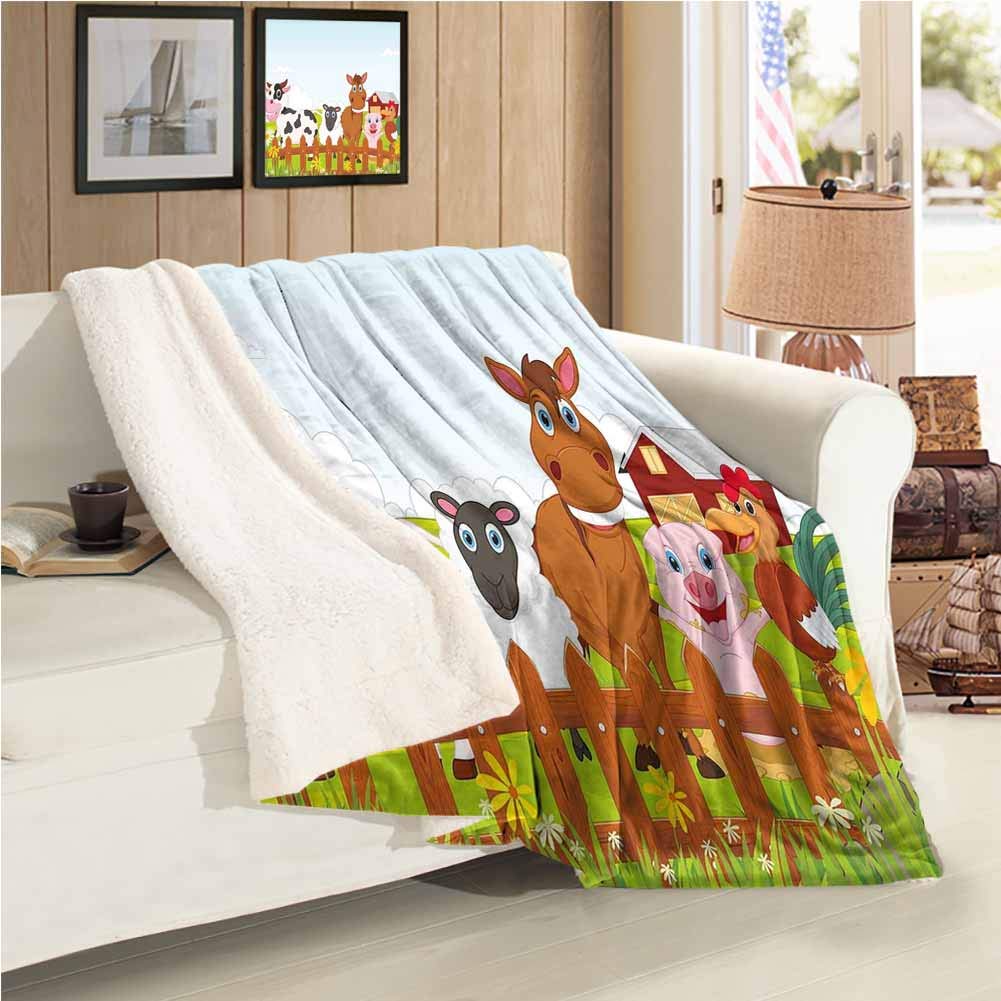 Animal Travel Blanket Cute Farm Creatures With Cow Horse Goat