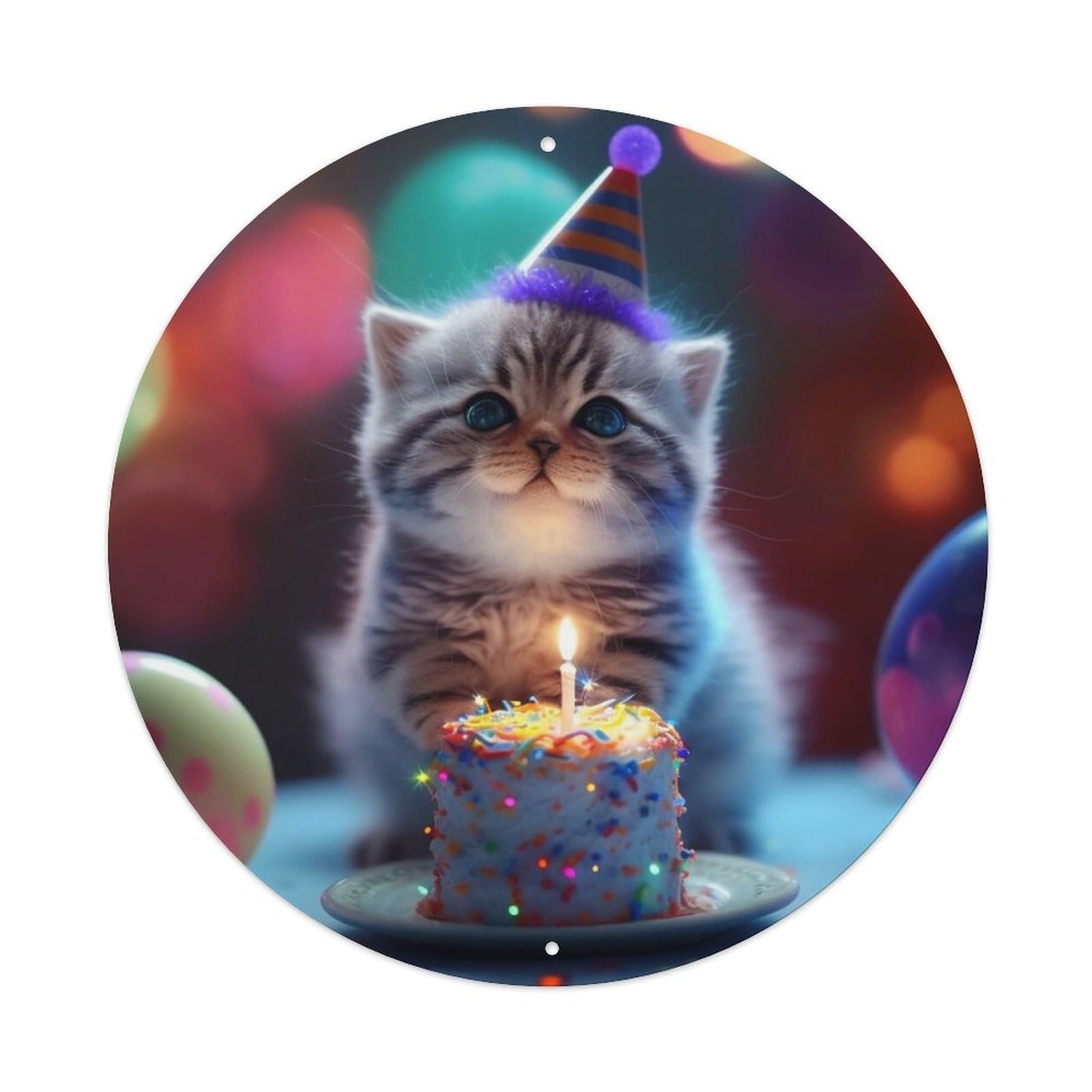 Birthday Kitten Cake Cute Pet Party Vintage Metal Tin Sign