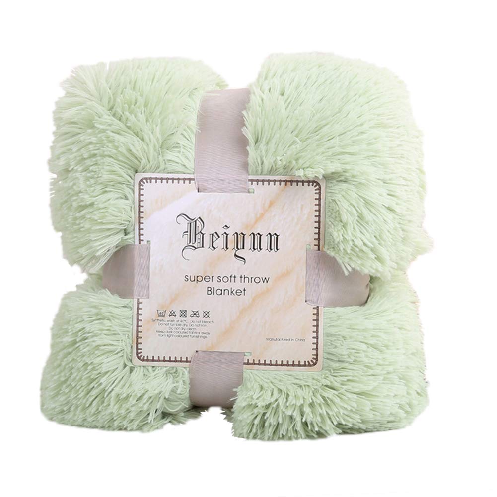 GREENLANS Blanket, 80x120cm Soft Fluffy Shaggy Warm Bed Sofa Bedspread Bedding Sheet Throw Blanket Mint Green