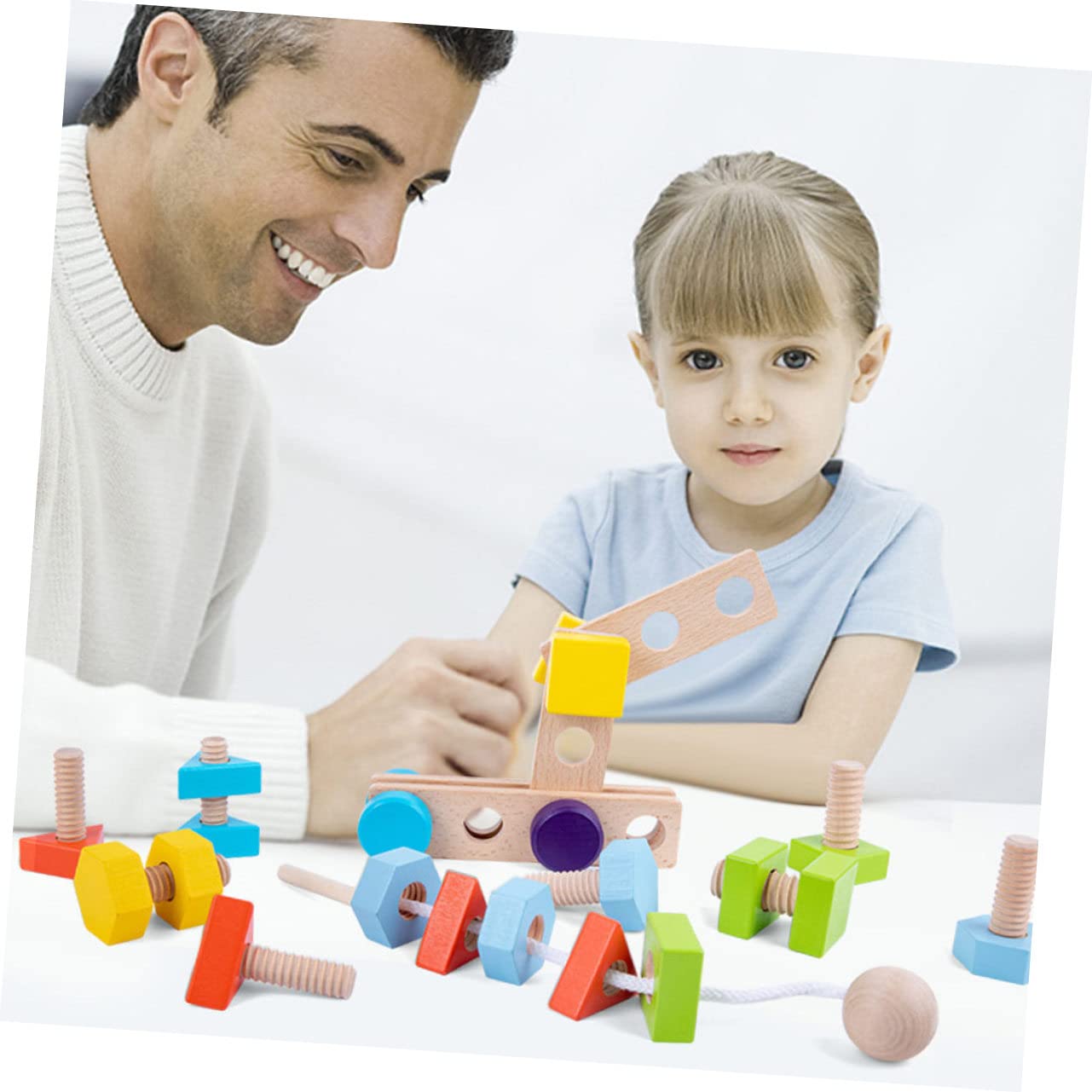 FRCOLOR Gioco di Abbinamento Viti e Dadi in Legno per Ragazzo Ragazza | Sviluppo delle Capacità di Pensiero, Finitura senza Bave, Puzzle Educativo da Assemblare