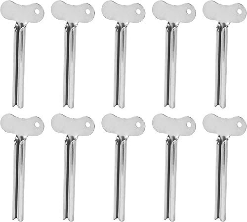 AUEAR, Tubo exprimidor de pasta de dientes de acero inoxidable para tinte de cabello casero (juego de 10)