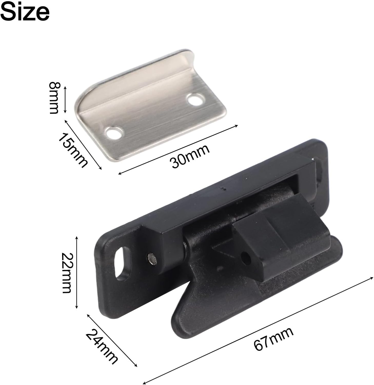 2Pcs RV Drawer Latches with Screws For Trailer Entry Catch Drawer Retainer for Reliable Drawer Locking and Prevention of Accidental Openings (Black)