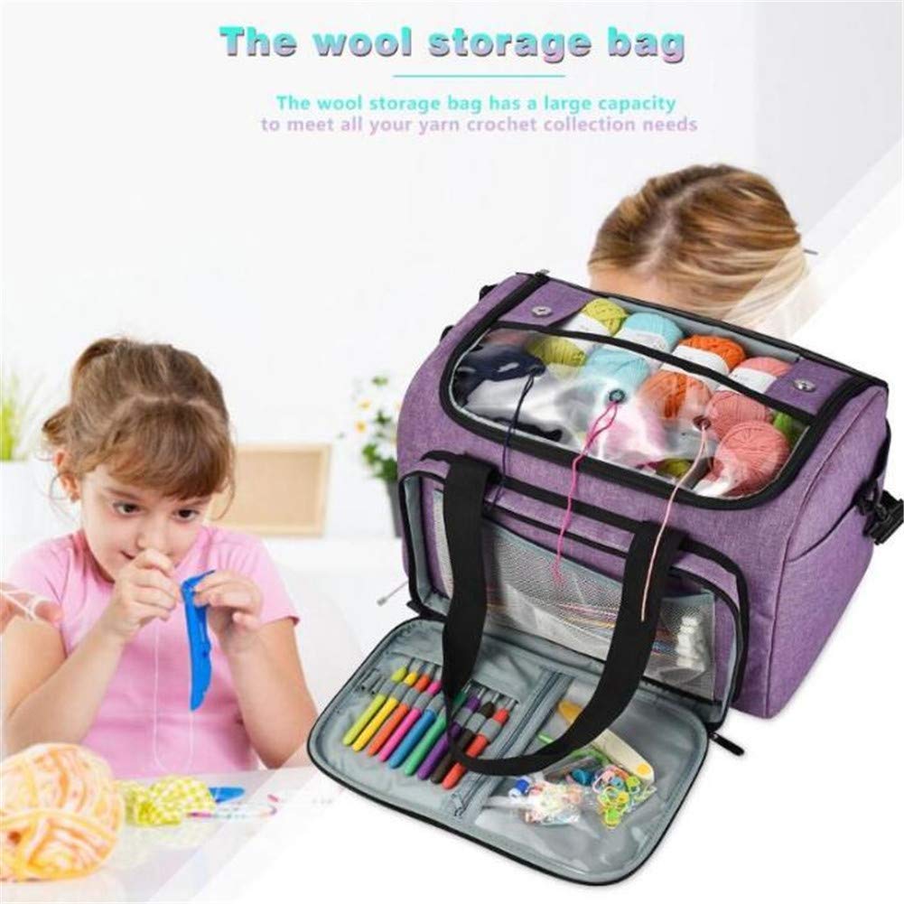 Sac De Rangement Pour Fil à Tricoter Et Crochet - Housse Portable Rose - Grande Capacité