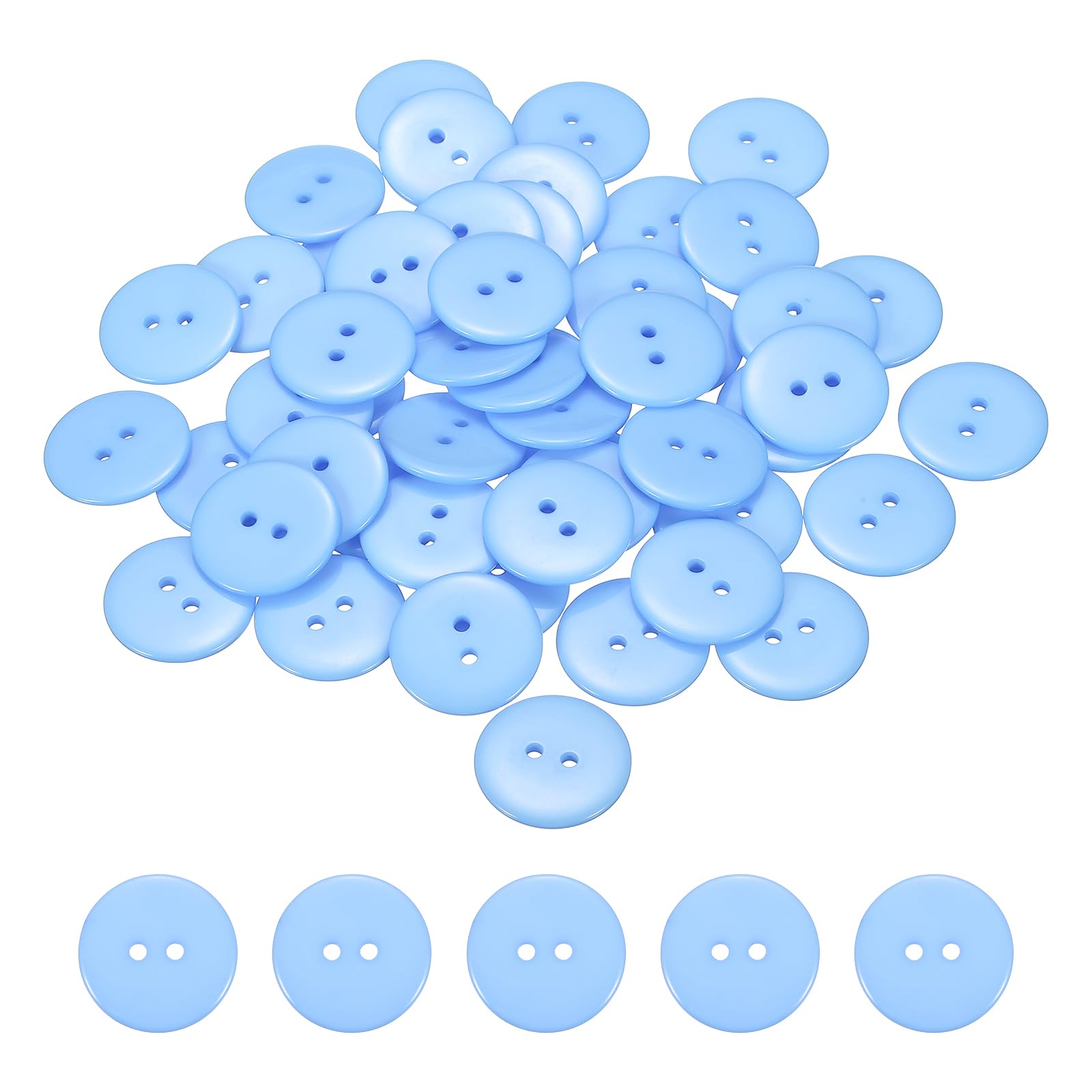 sourcing map 50pcs Resin Sewing Button, 28mm (1-1/8-inch) 2 Holes Round Craft Decorative Buttons for Coat Clothes Holiday Decoration, Blue