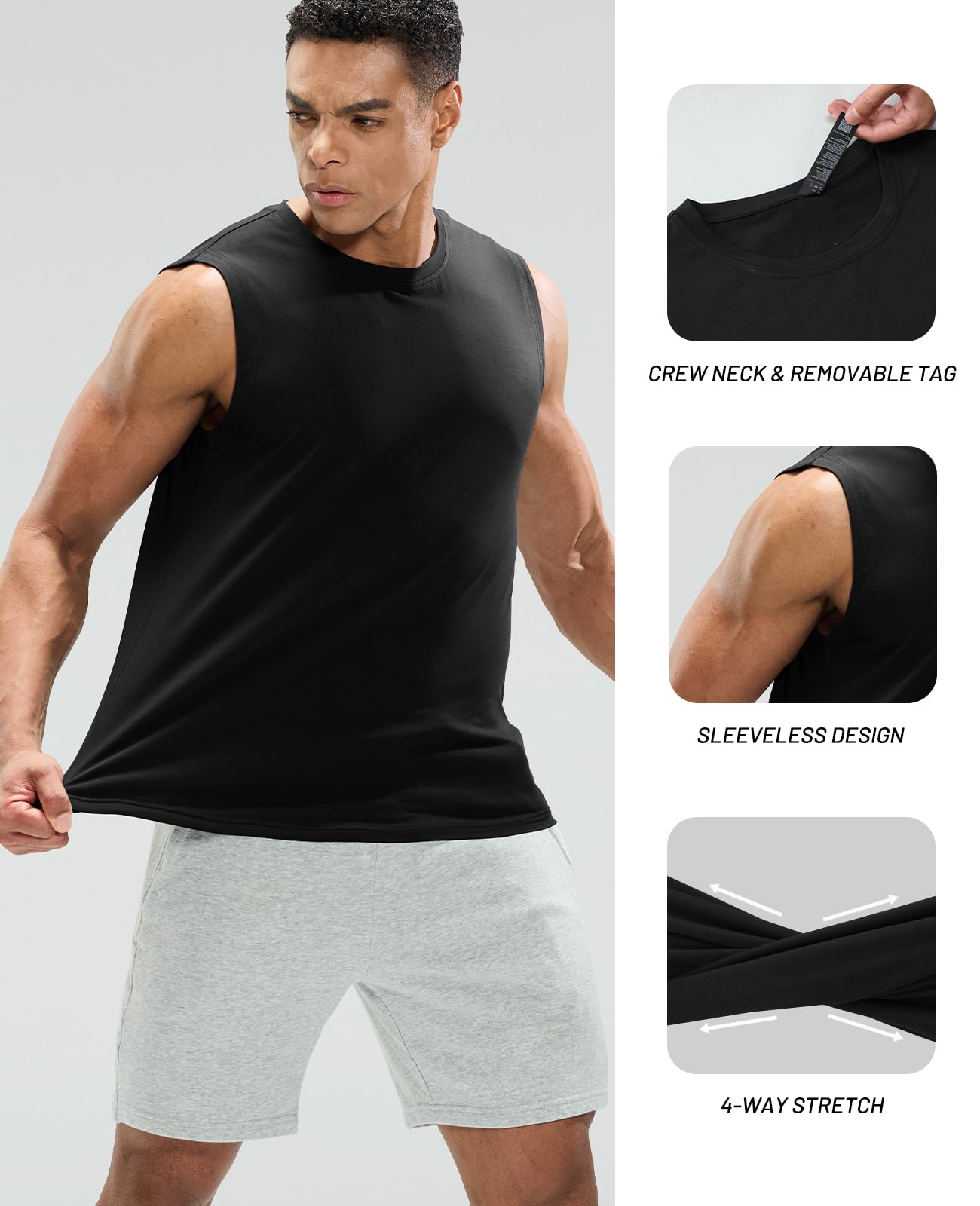 MIER Canotte da uomo in cotone senza maniche per allenamento, corsa, atletica, palestra, lounge, casual, traspirante