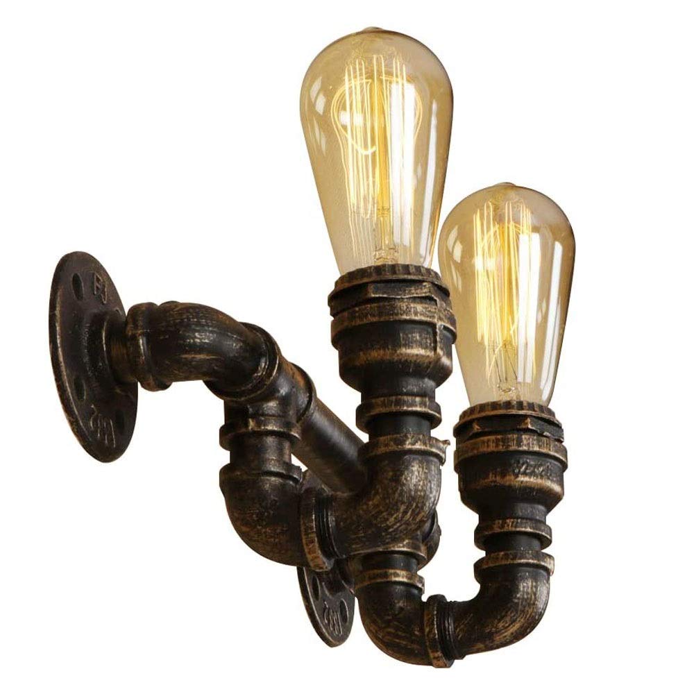 Wall lamp, レトロウォールランプエジソン産業風レストランウォールライトカフェパーソナリティ2ランプ - 装飾レトロ水道管ウ