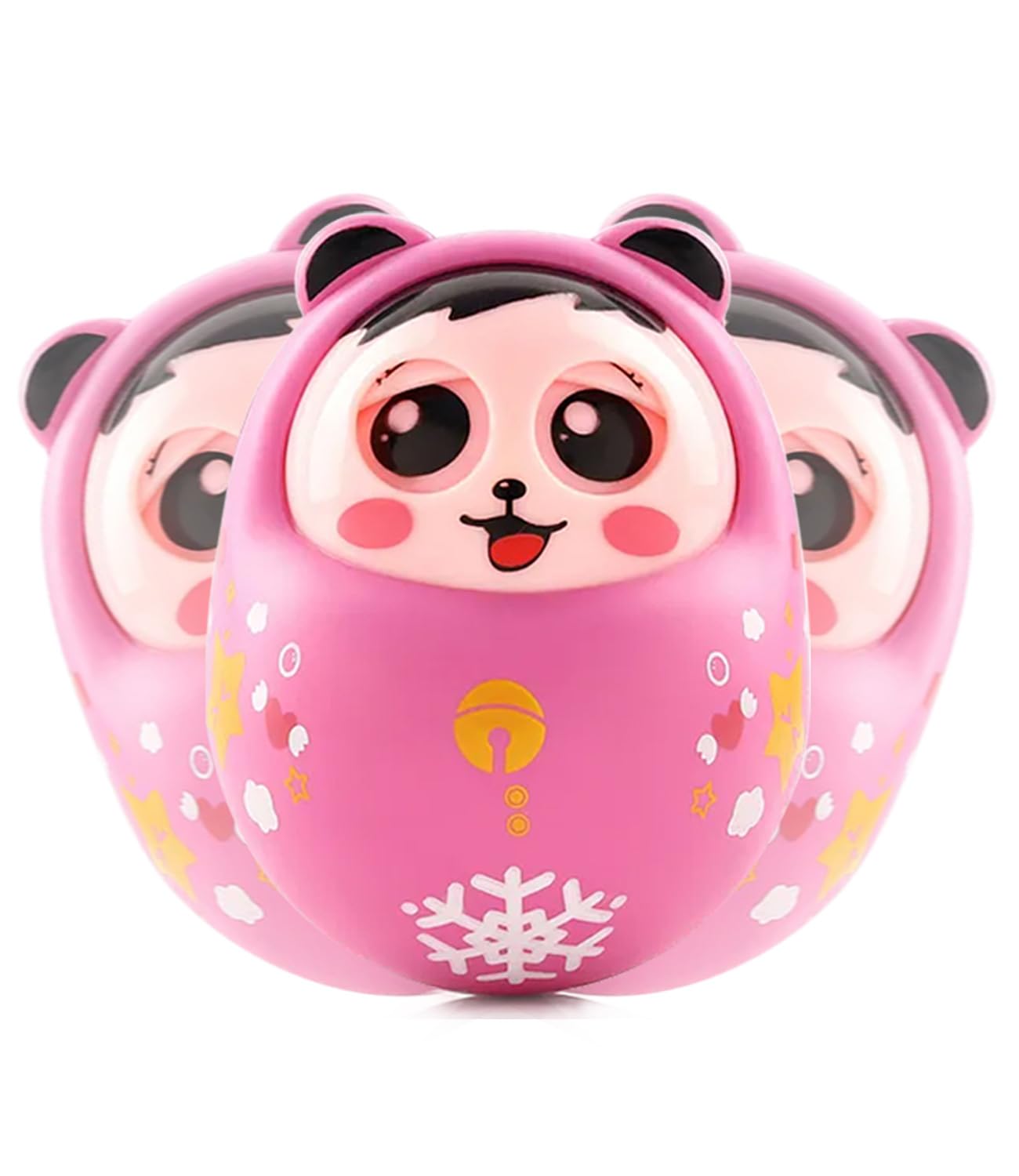 Play NationPlay Nation Plastic Premium Eye Blinking Nodding Roly Poly Toy, Push & Shake Wobbling Soft Bell Sound Tumbler Doll for Infants and Baby, Bis Certified, Birthday Gift, 0-2 Years (Pink)