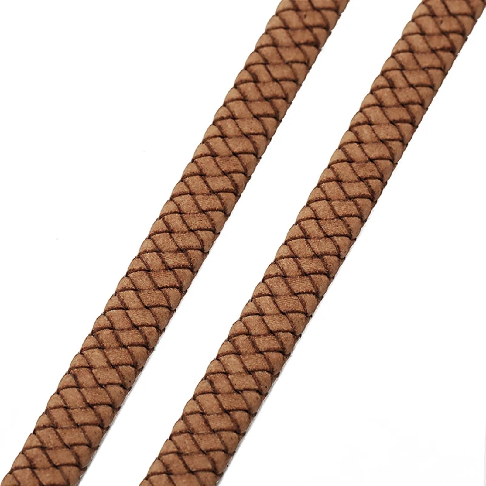 Braided Leather Rope 0.5/1meter Vintage Black Brown Genuine Braided Leather Cords 8mm 10mm 12mm Flat Cord for Bracelet Jewelry Making