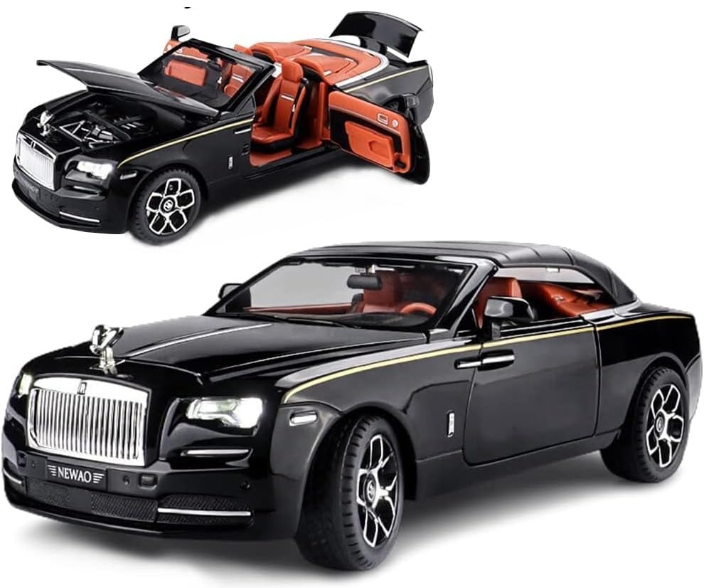 Image of 1:24 Scale Big Size Rolls Royce Dawn Car Model Toy Car | Metal Pullback Diecast Car for Kids with Openable Doors, Sound, Light Effects Toy for Car (Color As Per Available),blue