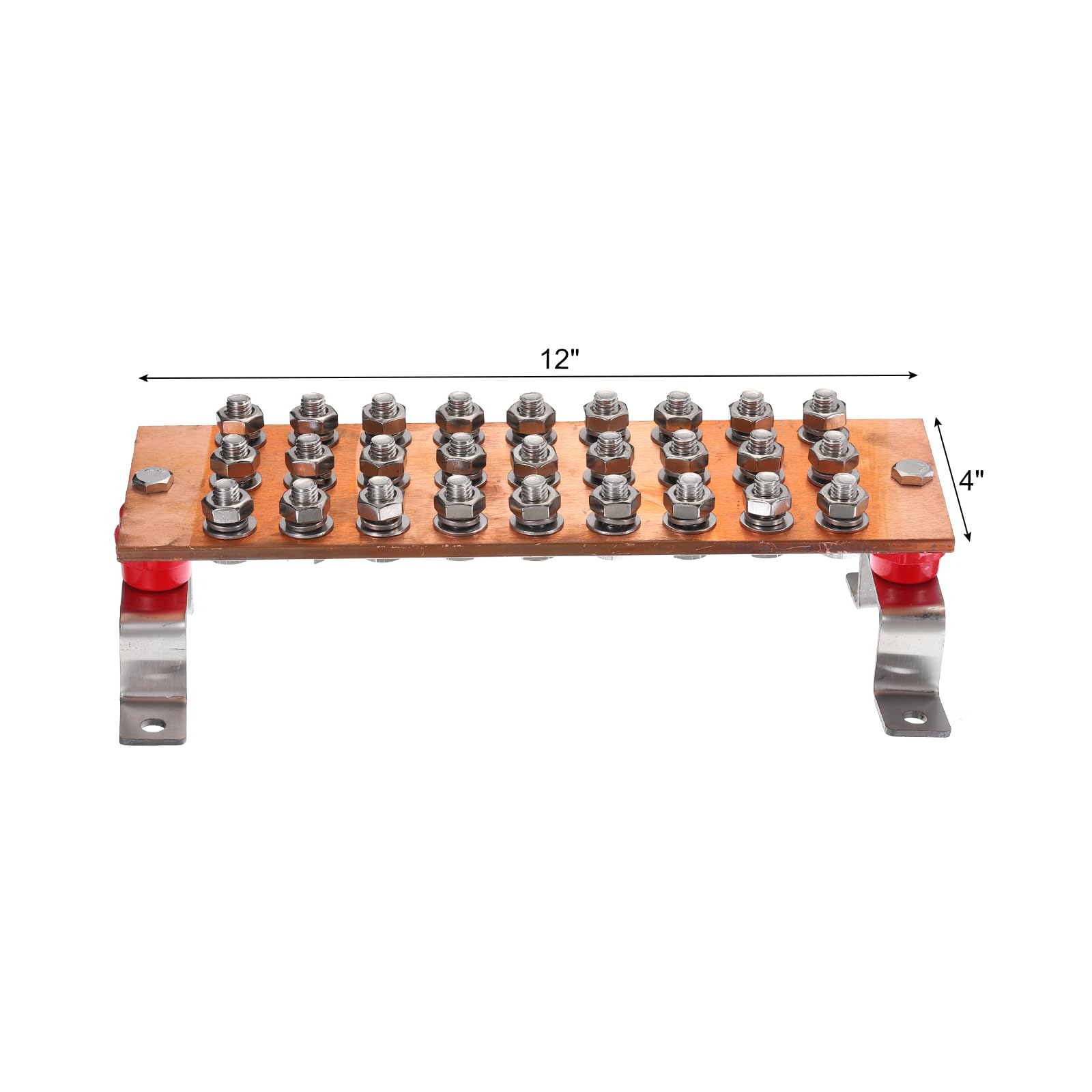 QUARKZMAN 1 Juego Pared Montado 12" x 3.94" x 0.24" Cobre Tierra Barra con 27 Terminal Posiciones Tierra Barra Kits