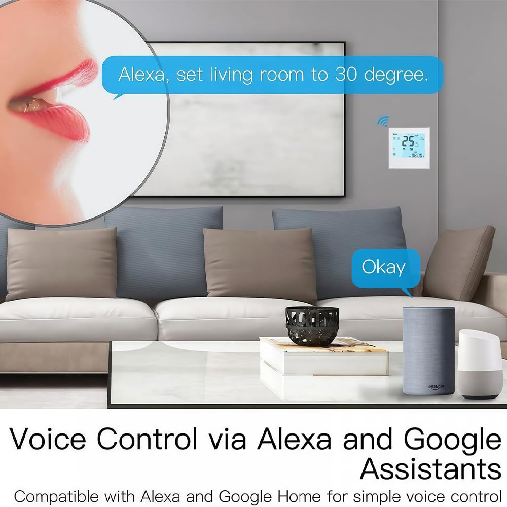 Modbus RTU Termostato - Serie 1000 Programable Termostato para Calefacción o Aire Acondicionado - Control Remoto Desde Teléfono Móvil Compatible con Alexa,Google Home,IFTTT