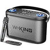 W-KING 120W RMS(150W Peak) Bluetooth Speakers with Huge Bass, 2.1ch 3-Way/Adjustable Bass Treble/Guitar Port/UHF Microphone/Accompaniment/REC/Live/HP Monitor, Large Portable Outdoor Wireless Speaker