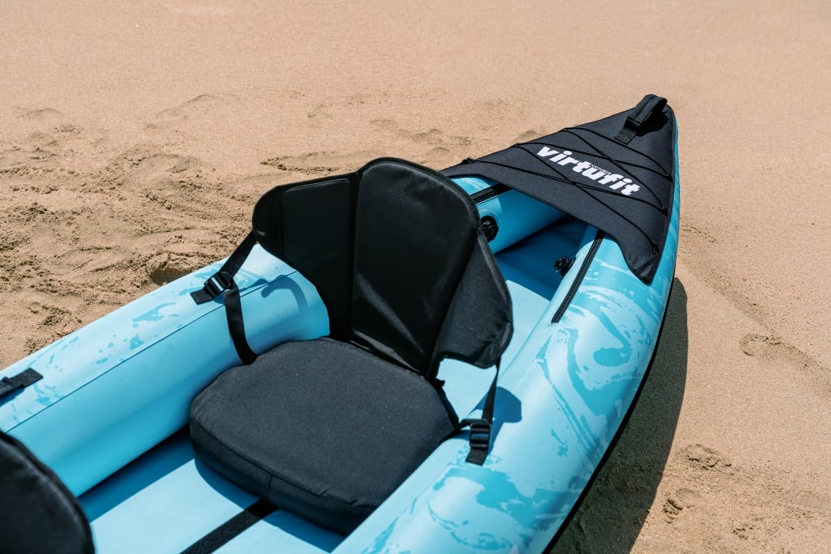 VirtuFit Kayak inflable 335 – 2 personas + opción para 3er asiento – Incluye 2 asientos de kayak, bolsa de transporte y 2 aletas – para mar, río y lago – Construcción estable – 335 cm – Turquesa