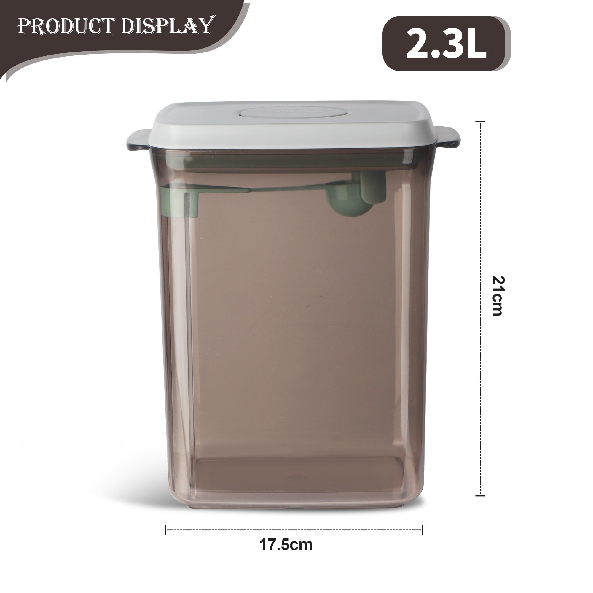 Distributeur De Lait en Poudre 2300ml,avec une Cuillère pour Conserver le Lait en Poudre, le Thé, les Légumineuses, les Céréales et les Snacks (Modèle brun, 2 300 ml)