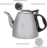 Vista 5 de Hervidor de té de acero inoxidable, tetera de estufa de 1.2L/1.5L con mango resistente al calor, para verter sobre café/tetera, calentador