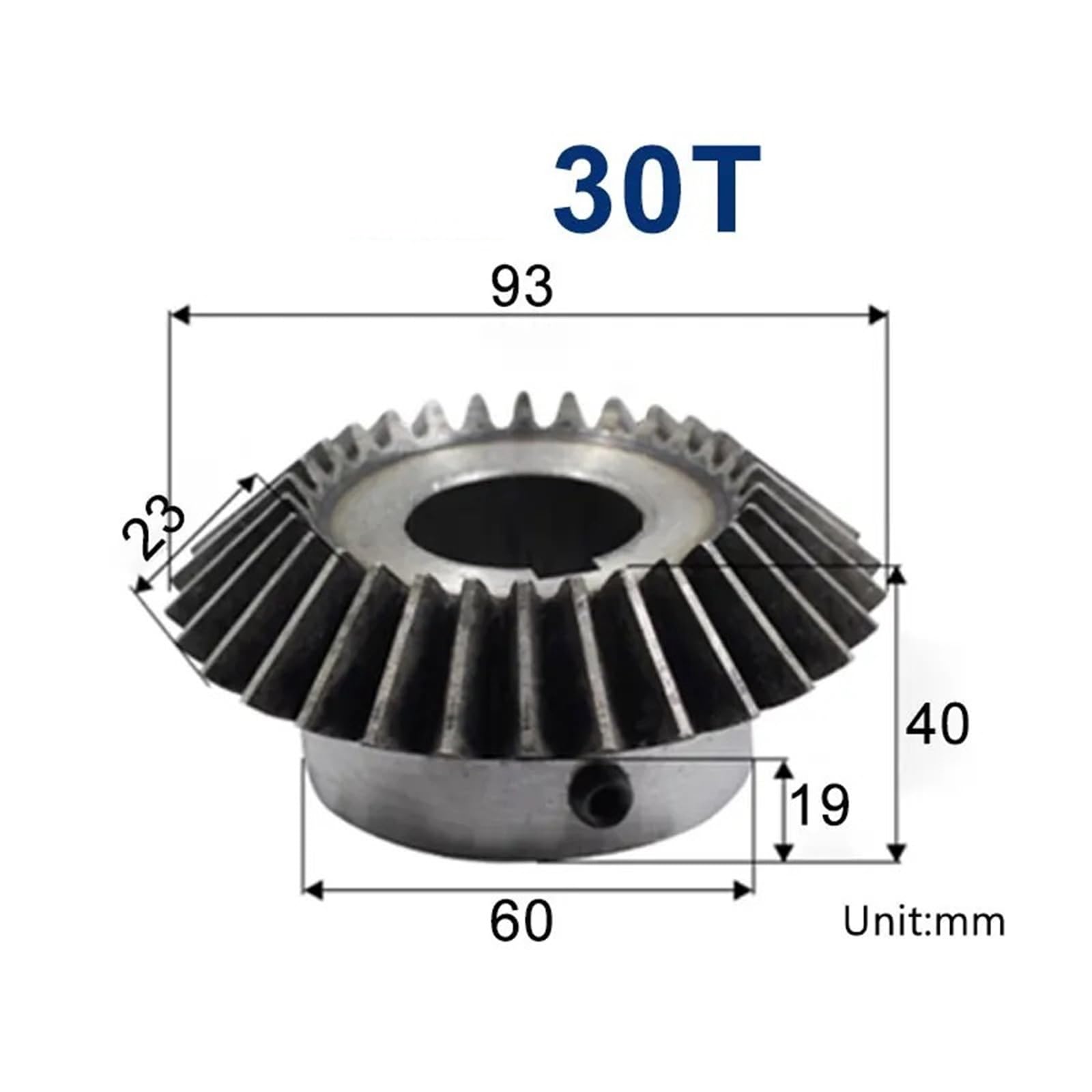 Engrenage conique 3,0 m 30 dents avec trou intérieur 20/22/25/28/30/32/35/40/45/48/50 mm, 90 degrés, 1 pièce(28mm keyway 8mm)