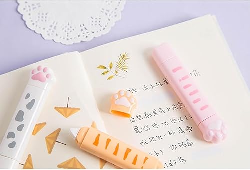 Miniatura 4 de BetterJonny Juego de 3 cintas de corrección y pegamento 2 en 1, rodillo de cinta de doble cara, suministros de oficina para gatos estéticos kawaii,