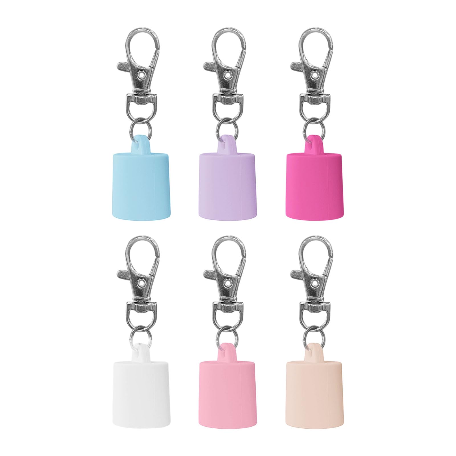 LEIQI Pack of 6 Silicone Lip Balm Keychains Secure Clip Attachment for Bags Keys Fit Design