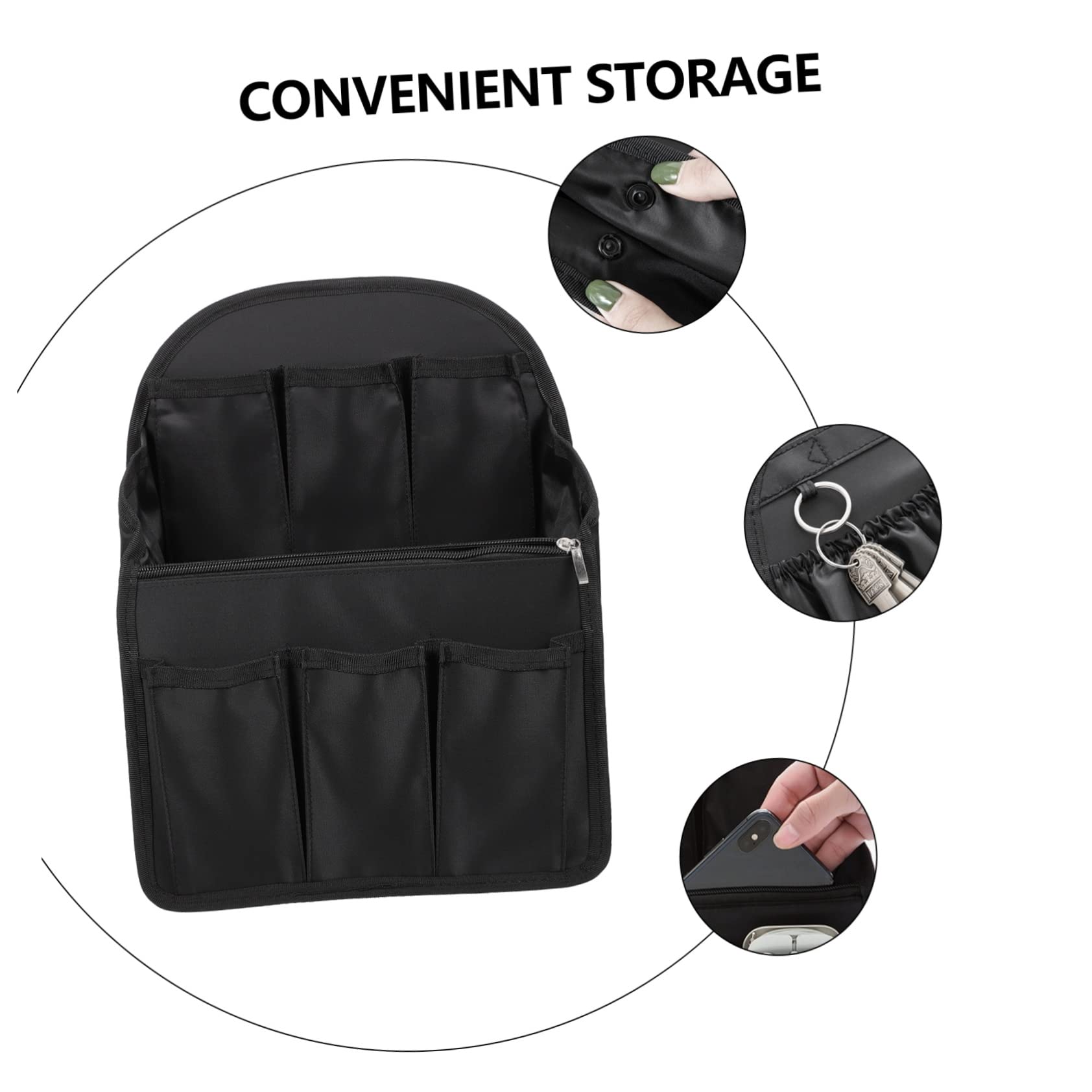 Organizer Zaino da Viaggio in Nylon Nero Scomparti Multipli e Tasche Multiple, Traspirante e Pieghevole, per L'organizzazione Durante i Viaggi