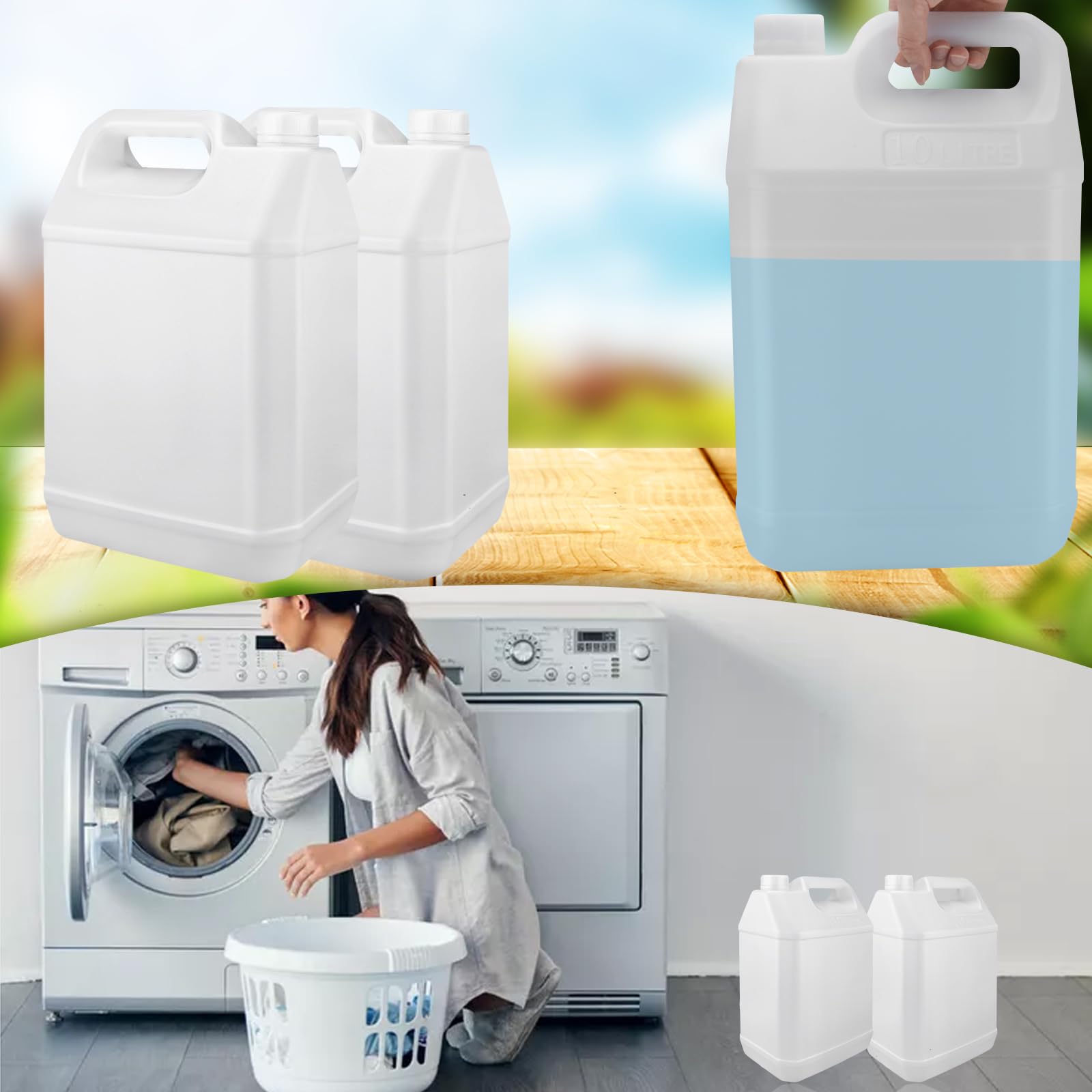 Jarra de agua de 2.5 galones, jarra de plástico estilo F, contenedores de almacenamiento de agua, contenedores de HDPE con tapa a prueba de fugas (paquete de 4)