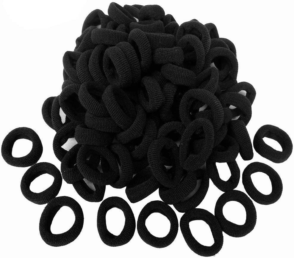 Photo 1 of 2 OF -Elastic Hair Bands Ties Girl, 100 PCS Black, High elastic seamless hair rope girl baby rubber band hair ring tied hair head rope