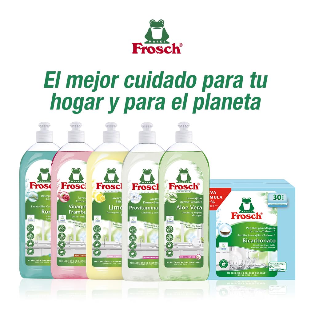 Frosch - Pastillas Lavavajillas a Máquina Todo en 1 con Bicarbonato, Limpieza y Brillo, Sin Componente Animal, Ni Fosfatos, Ni Fosfonatos - 50 Dosis, 0.2 kg