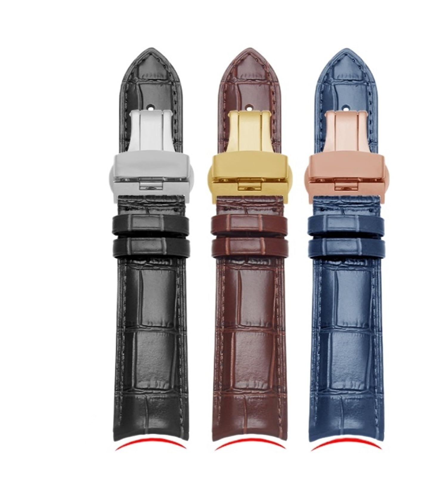 Genérico NASUNJIA Correa De Reloj De Cuero Genuino Con Extremo Curvo De 20 Mm, 21 Mm Y 22 Mm For Hombre.
