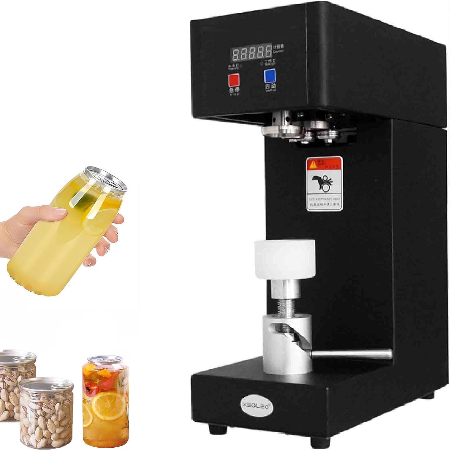 LjlXanthiper Tin Can Seaming Closing Machine,180w Electric Cup Sealer Machine,With Intelligent Control Panel,2.2” Diameter,5.7”-7.9” Height Adjustable,For Juice,Bubble Tea,Beer Yellow