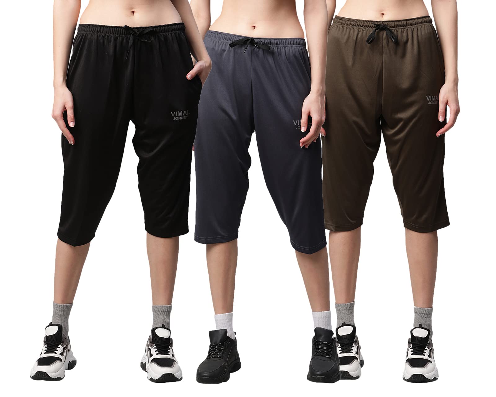 Mack Jonney Dryfit Lycra Solid Capri for Women (Pack of 3)-Dryfit_D13_BLK_Gry_L.Gry_003-P-picture-10