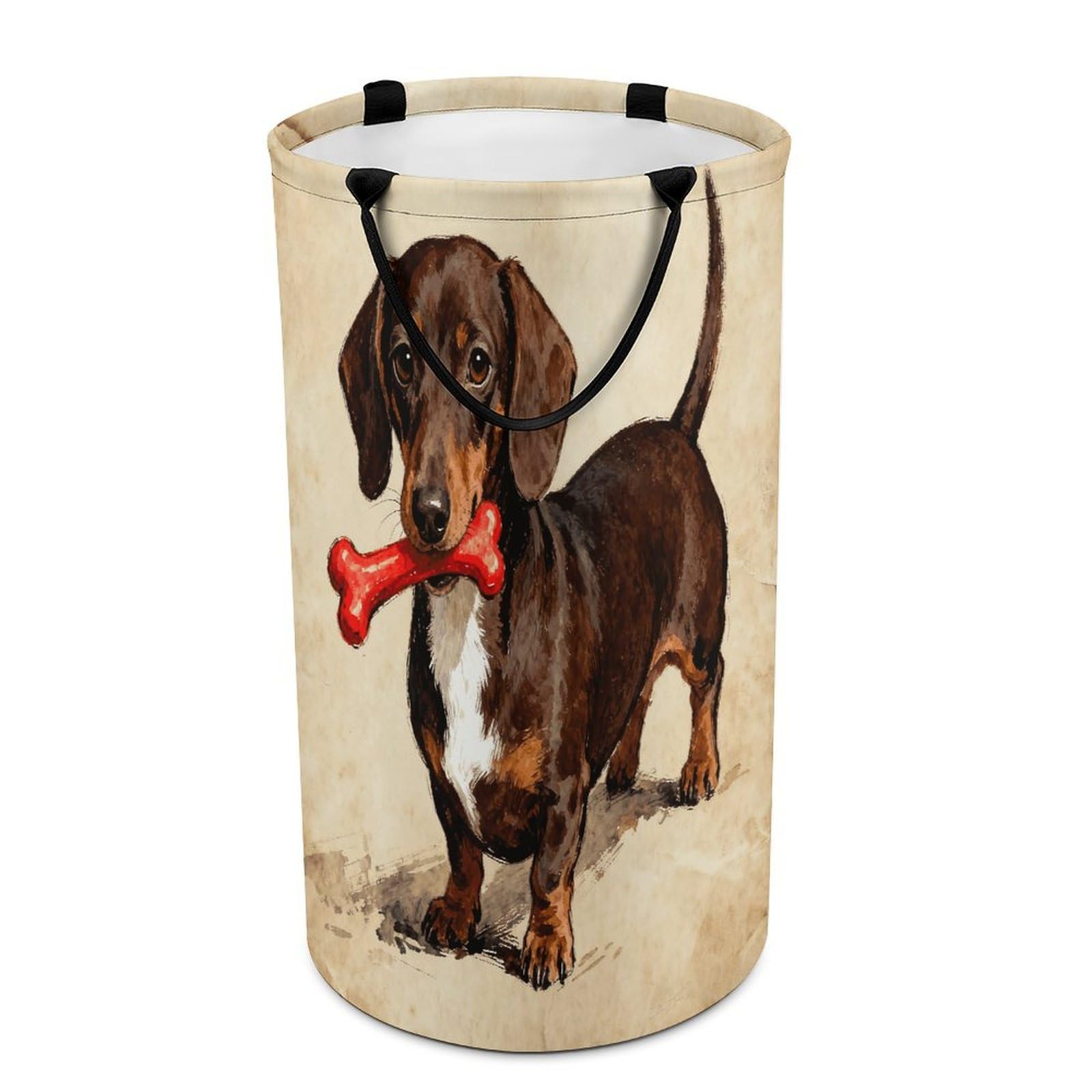 F Dachshund Laundry Basket with Handles Large Collapsible Laundry Bag Freestanding Waterproof Clothes Hamper Decor Storage of Dirty Clothe for Family Bathroom 86L