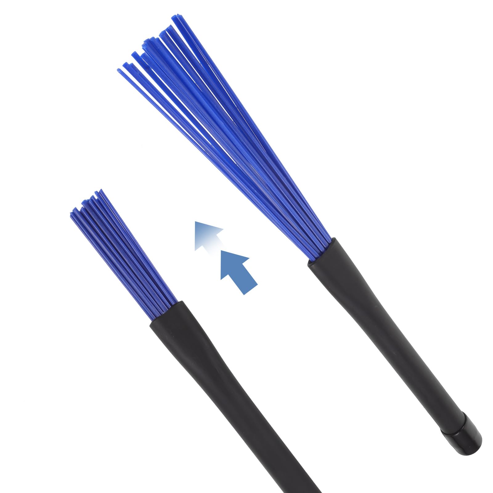 rosenice Cepillos retráctiles de nailon para percusión de jazz y rock con asas telescópicas, par de baquetas azules para tocar cómodamente y fácil almacenamiento