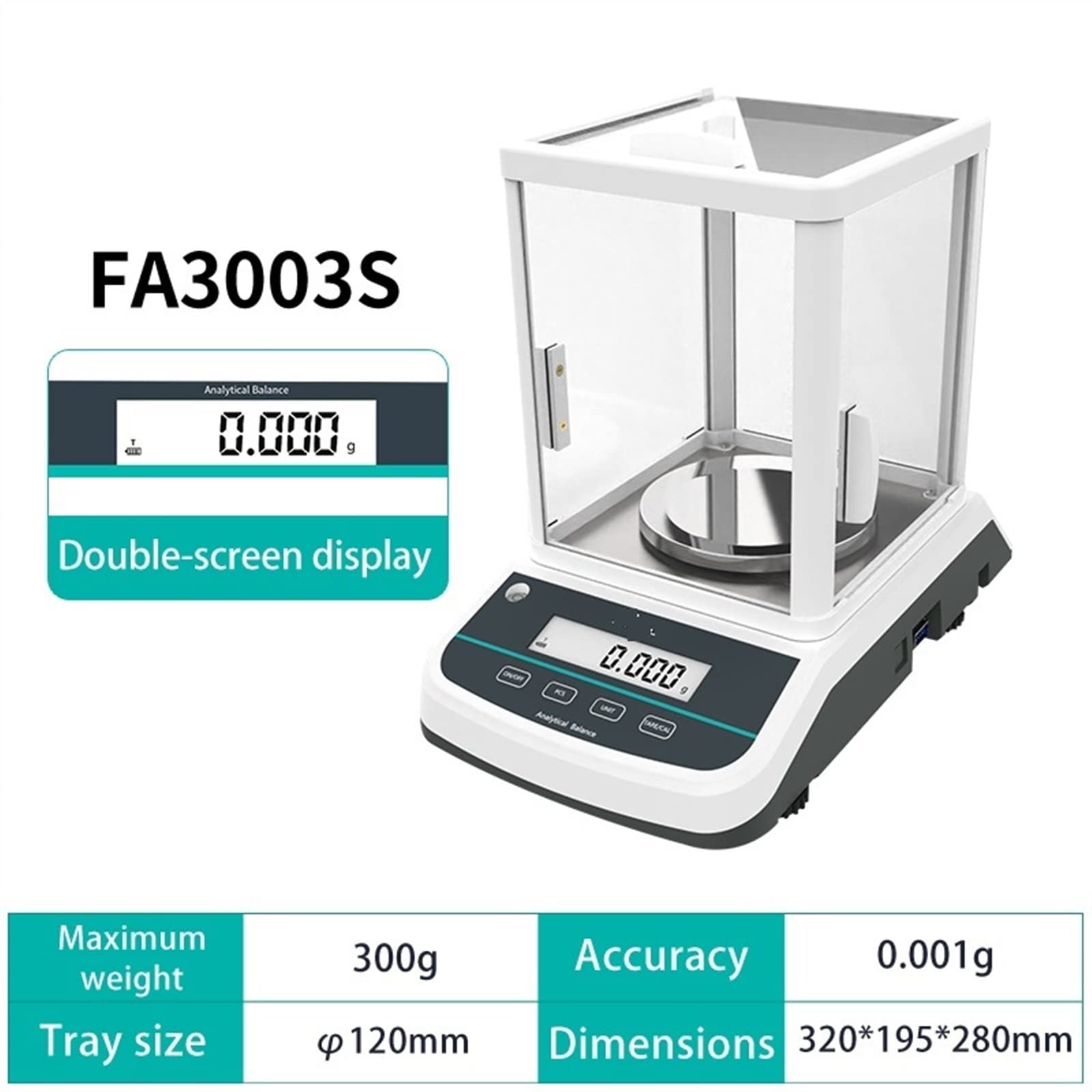 Balanza analítica Digital de Laboratorio, microbalanza electrónica de precisión, Rango de medición: 0,001 g (Monocromo FA3003S, 300 g, 1 MG).