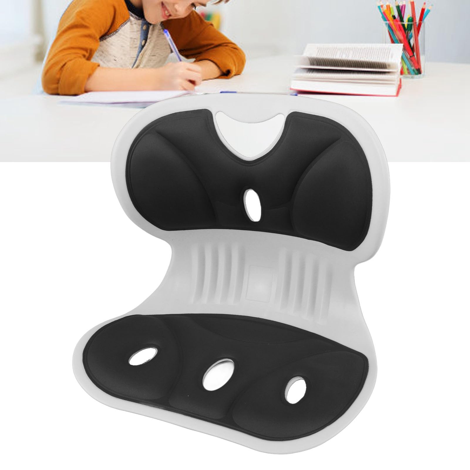 黒色 人間工学 姿勢矯正クッション Amazon.co.jp: 人間工学に基づいた背中と腰のサポートで良好な姿勢矯正