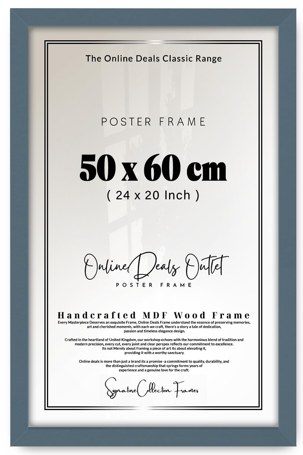 Online Deals | MDF Picture Frame (50 x 60 CM) 20 x 24 Inch for Illustrations, Calligraphy Art & Posters Displays, MDF Build, Secure Hanging Hooks [ Dark Grey ]