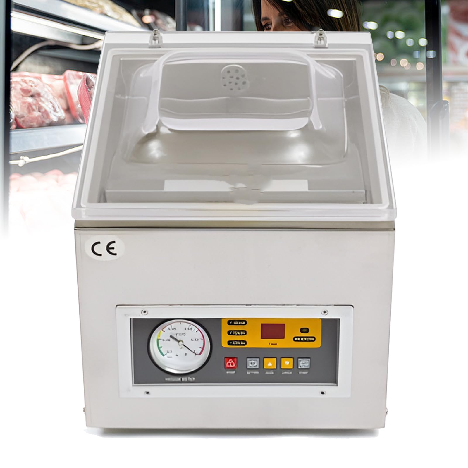 Máquina selladora al vacío, cámara automática de sellado de alimentos con temperatura y velocidad ajustables para frutas, verduras y granos, solución de embalaje ideal
