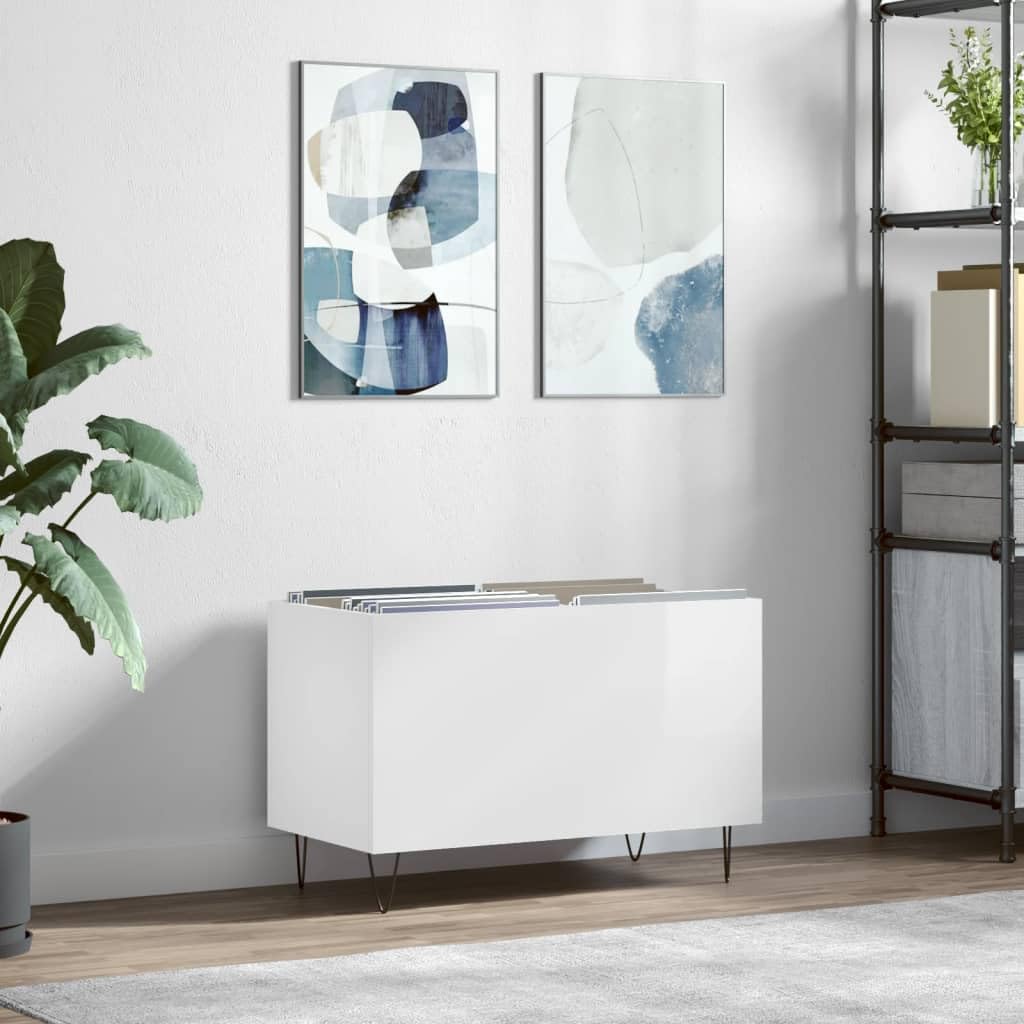 Armario para discos de vinilo, 74,5 x 38 x 48 cm, de madera con patas de hierro para mayor estabilidad y mucho espacio para discos LP